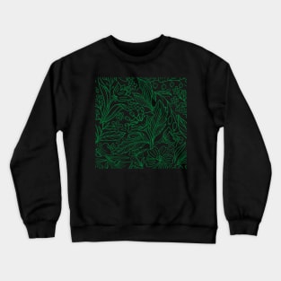 Green Flowers & Leaf Pattern Crewneck Sweatshirt